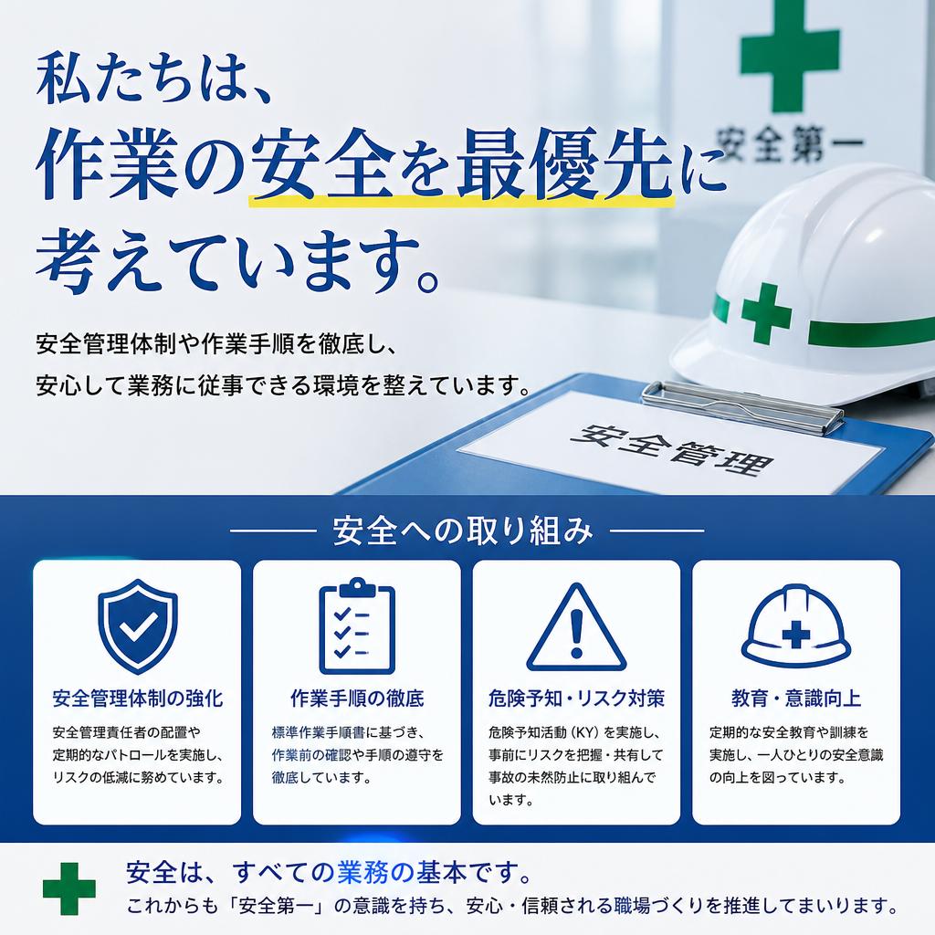 安全を最優先にした作業体制